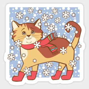 Cat in Snow Sticker